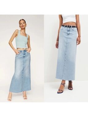 Reformation Kass Maxi Denim Skirt in Bowen Size 31 Full Length Jean Skirt
